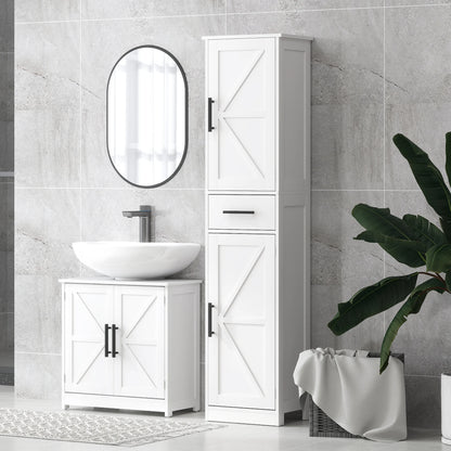 67" Tall Bathroom Storage Cabinet with Drawer