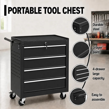 Locking 4 Drawer Rolling Tool Chest