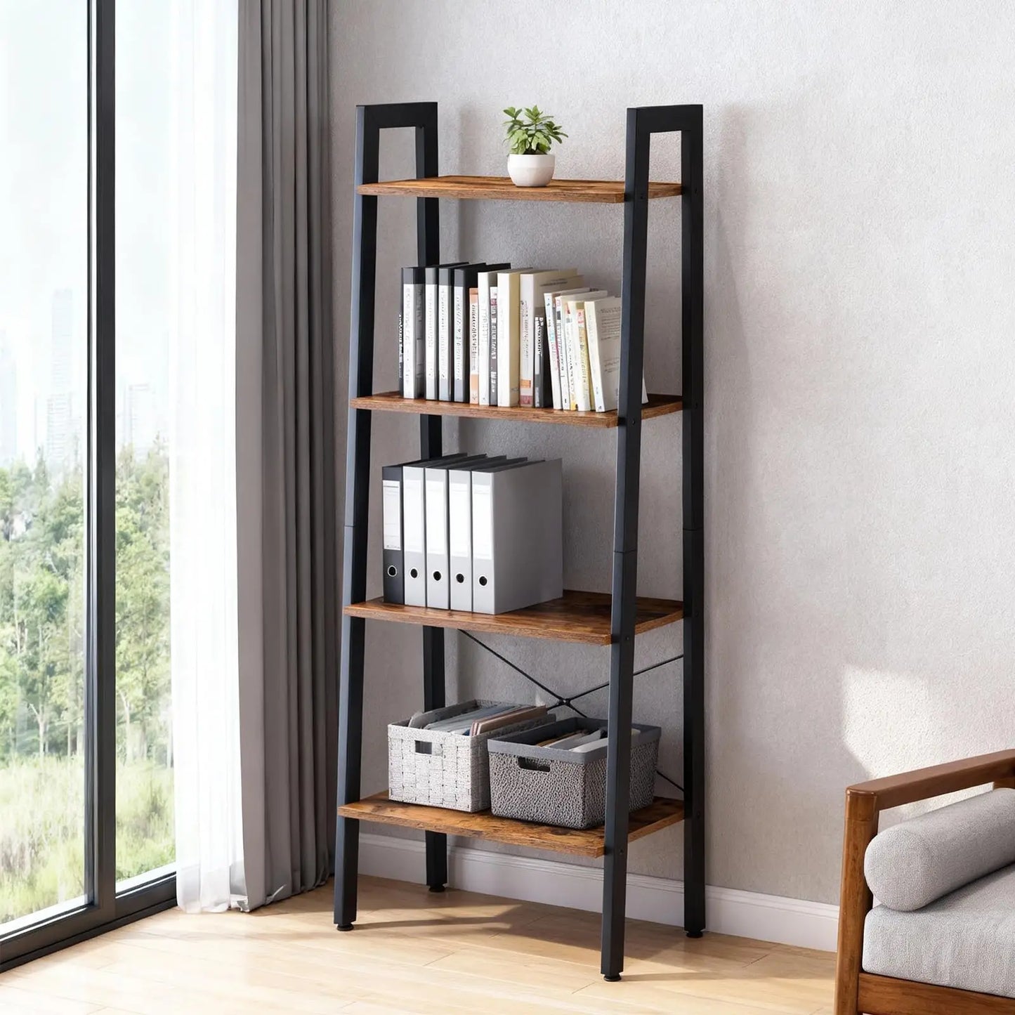 Bookshelf Wooden Storage Standing Shelf Living Room