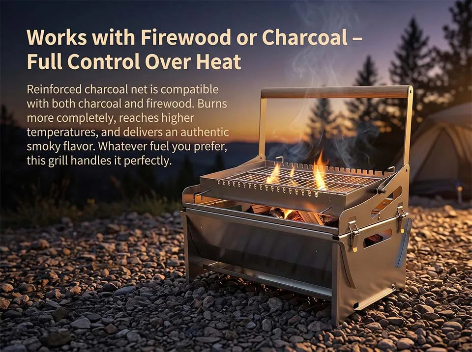 360° Portable Foldable Rotating Charcoal Grill