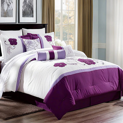 6 Pcs Queen King Purple Lavender Comforter Set
