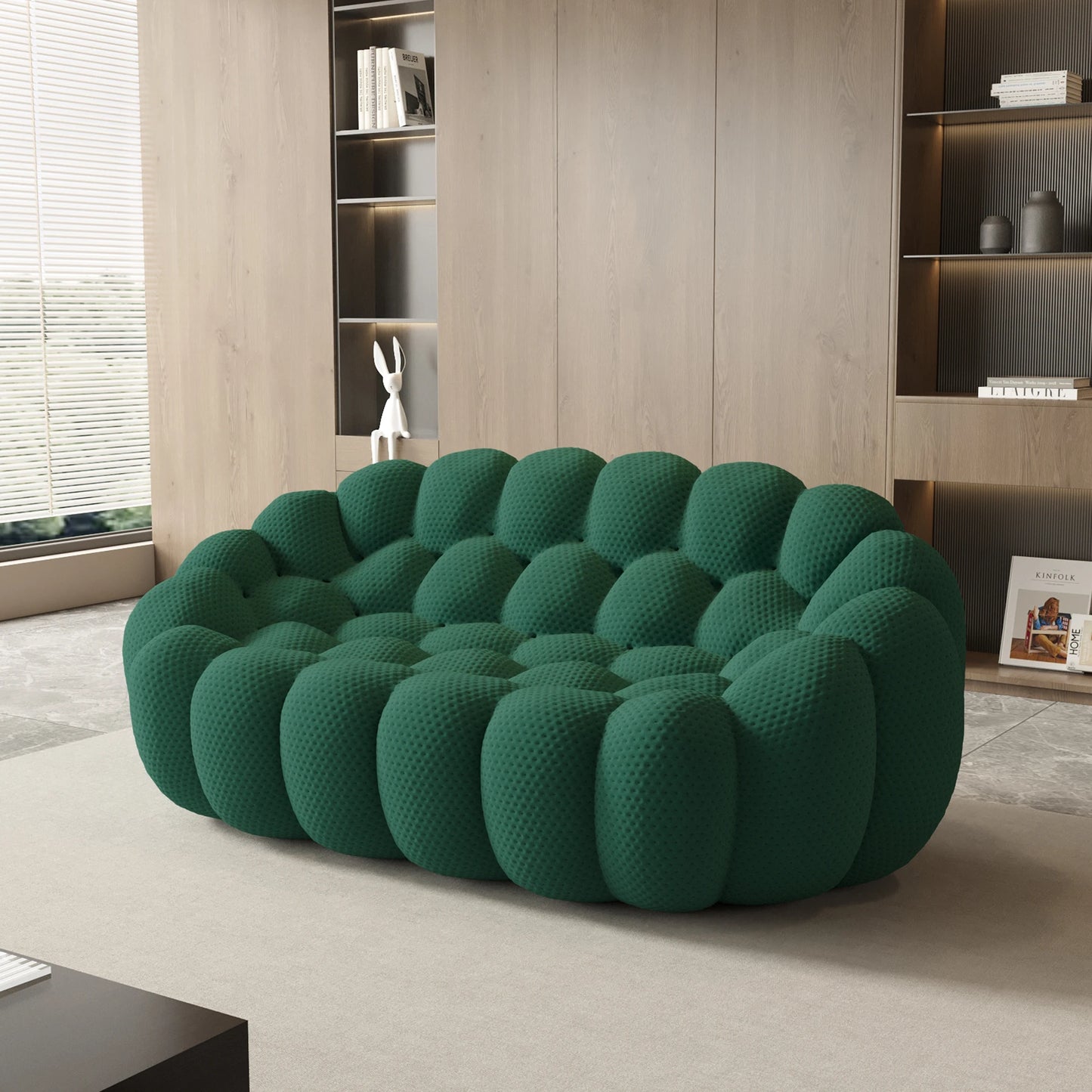 Curved Boneless Loveseat with 3D Knitted Fabric