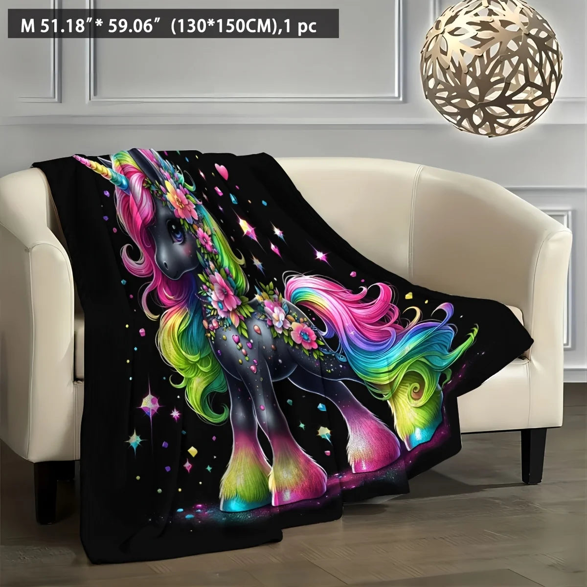 High-Definition Printed Unicorn Blanket