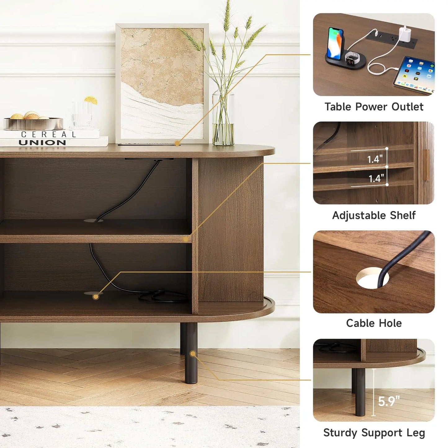 60/70" TV Stand with Power Outlets