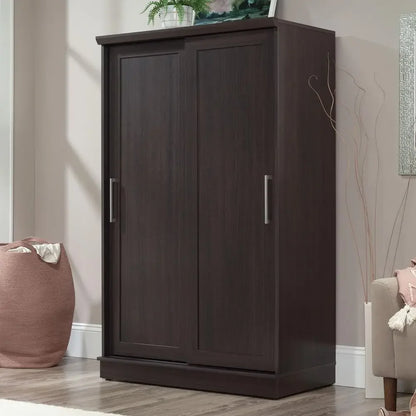 Homeplus Wardrobe Cabinet with Sliding Doors, Dakota Oak Finish