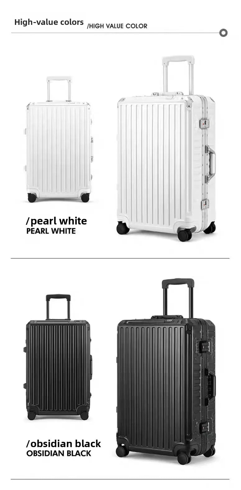 2-Pieces New Ultra Sturdy Aluminum Frame Luggage