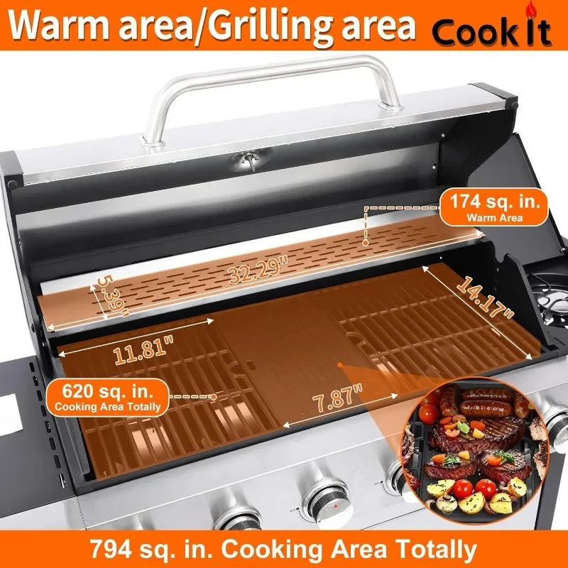 Propane Gas Grill with Side Burner