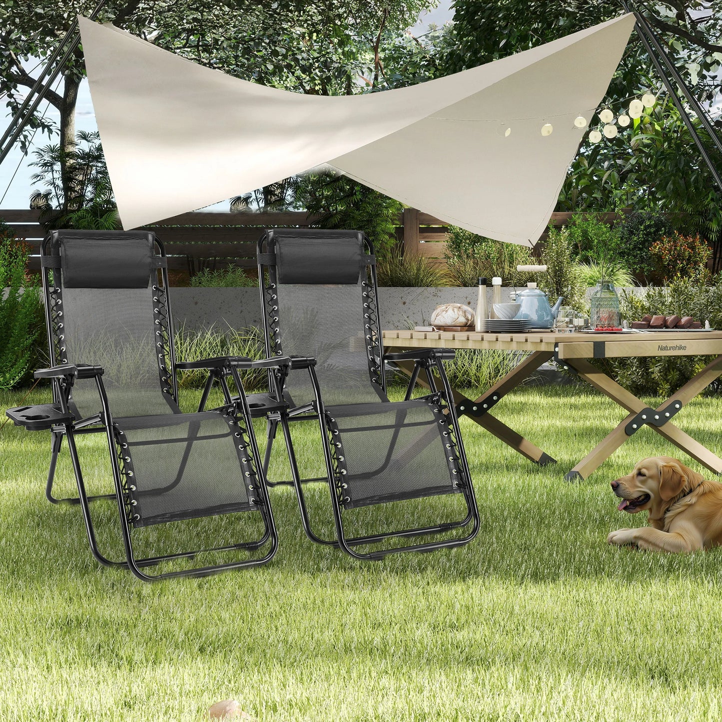 Set of 2 Portable Zero Gravity Recliner Chairs