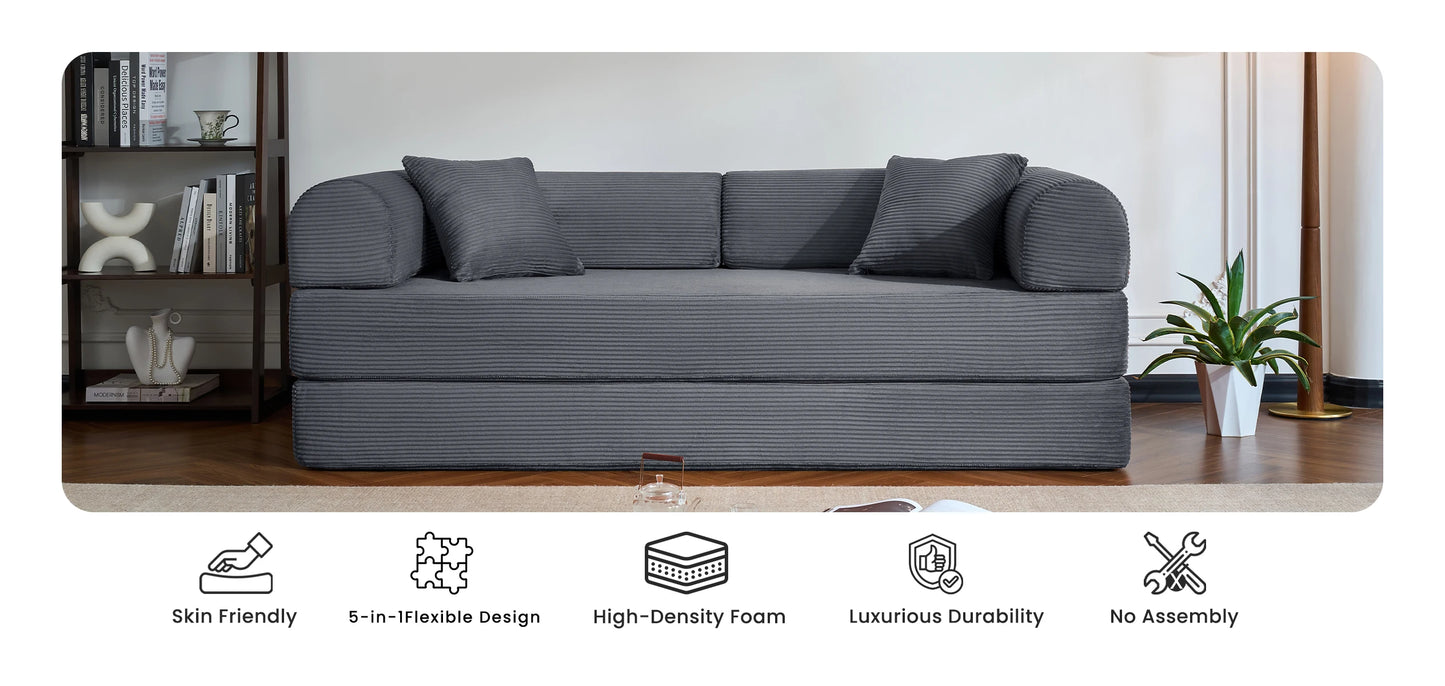 79’’ Folding Convertible Corduroy Sofa Bed