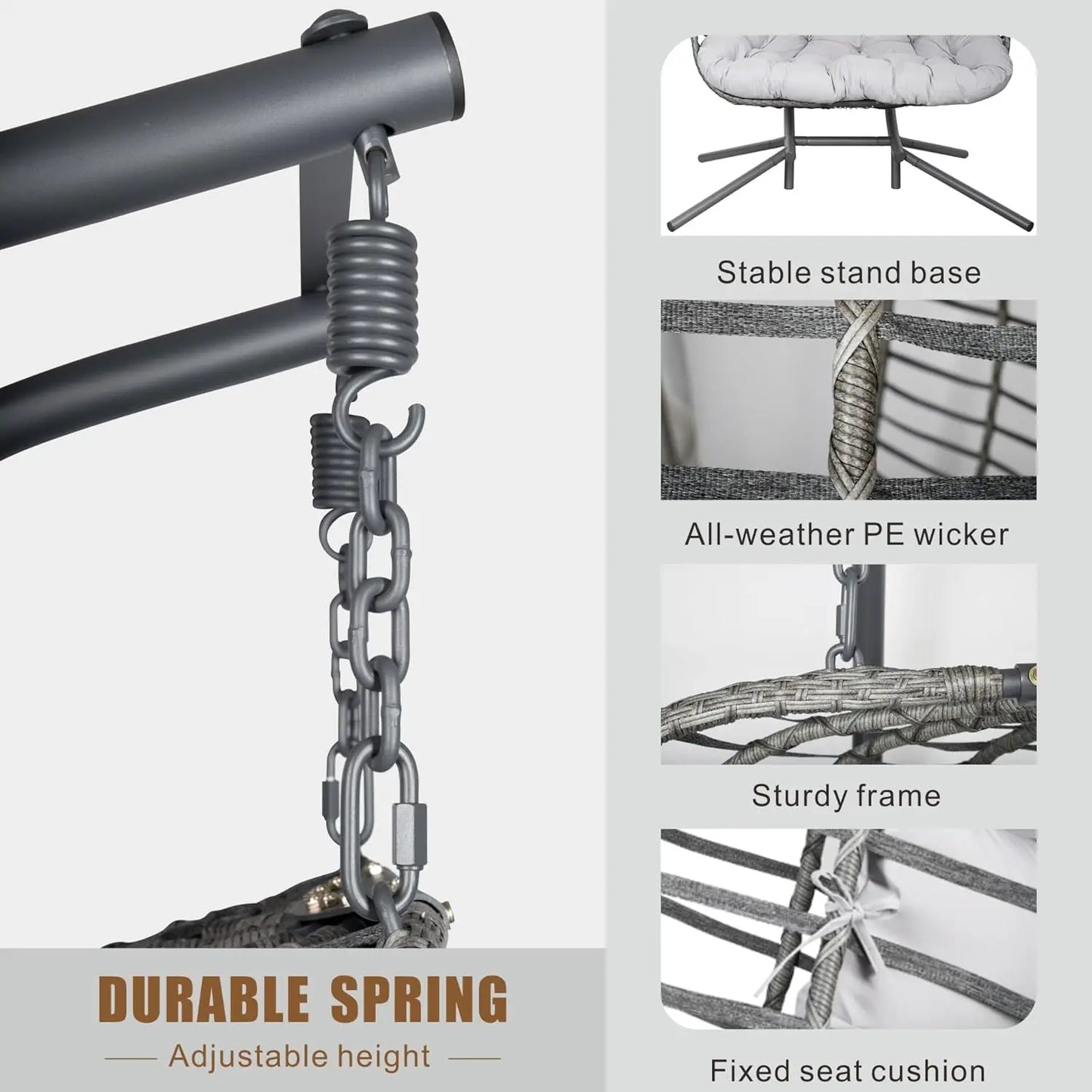 Double Hanging Egg Chair with Stand