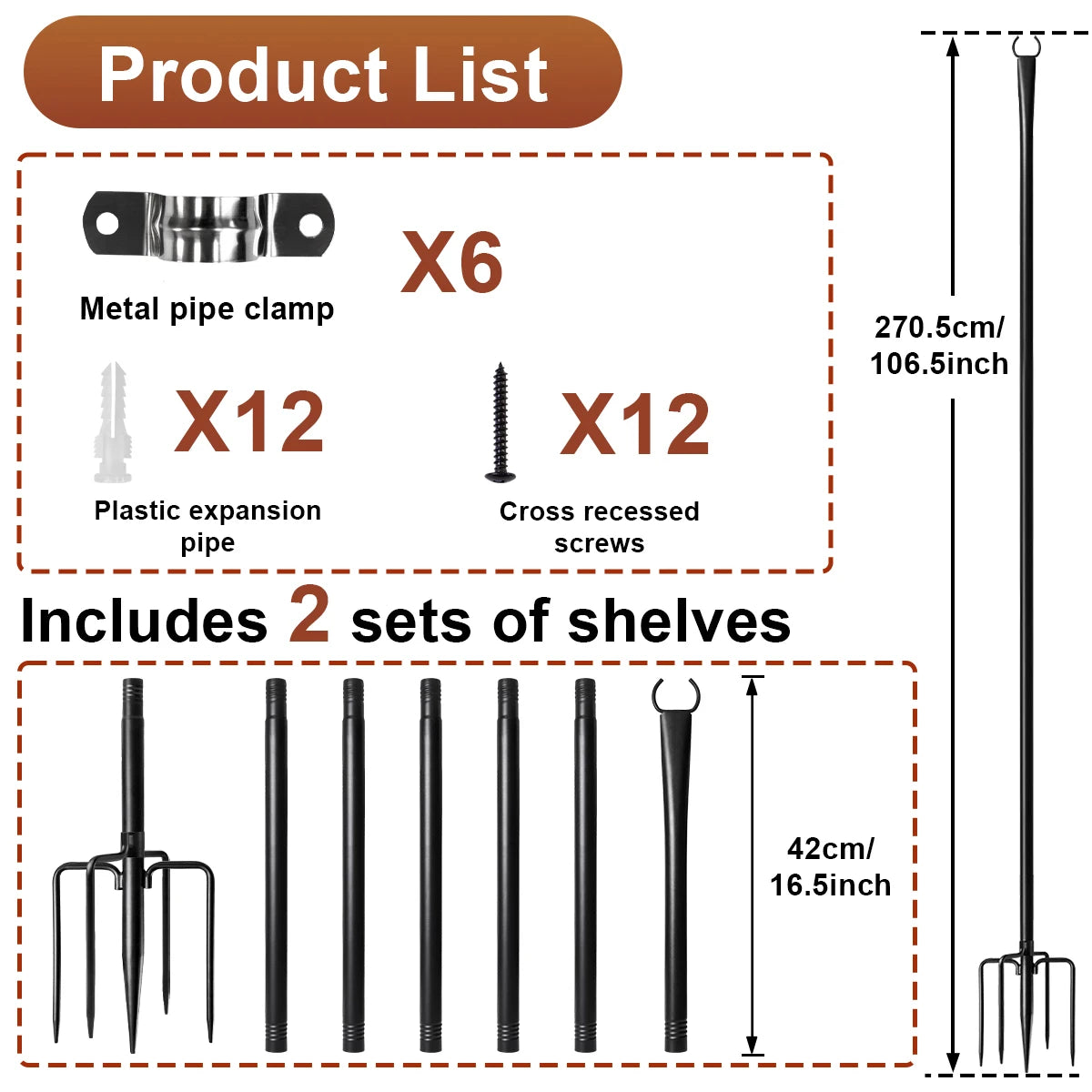 10Ft Adjustable String Light Poles with Fork