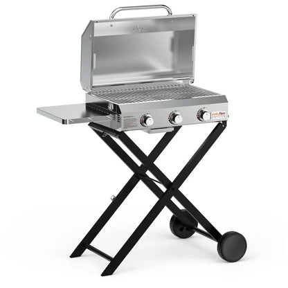 3Burner Gas Grill with Foldable Cart