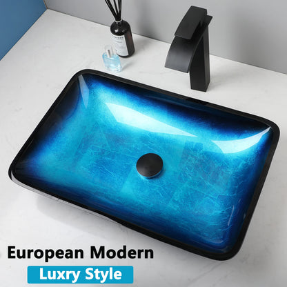 Tempered Glass Washbasin Faucet Set