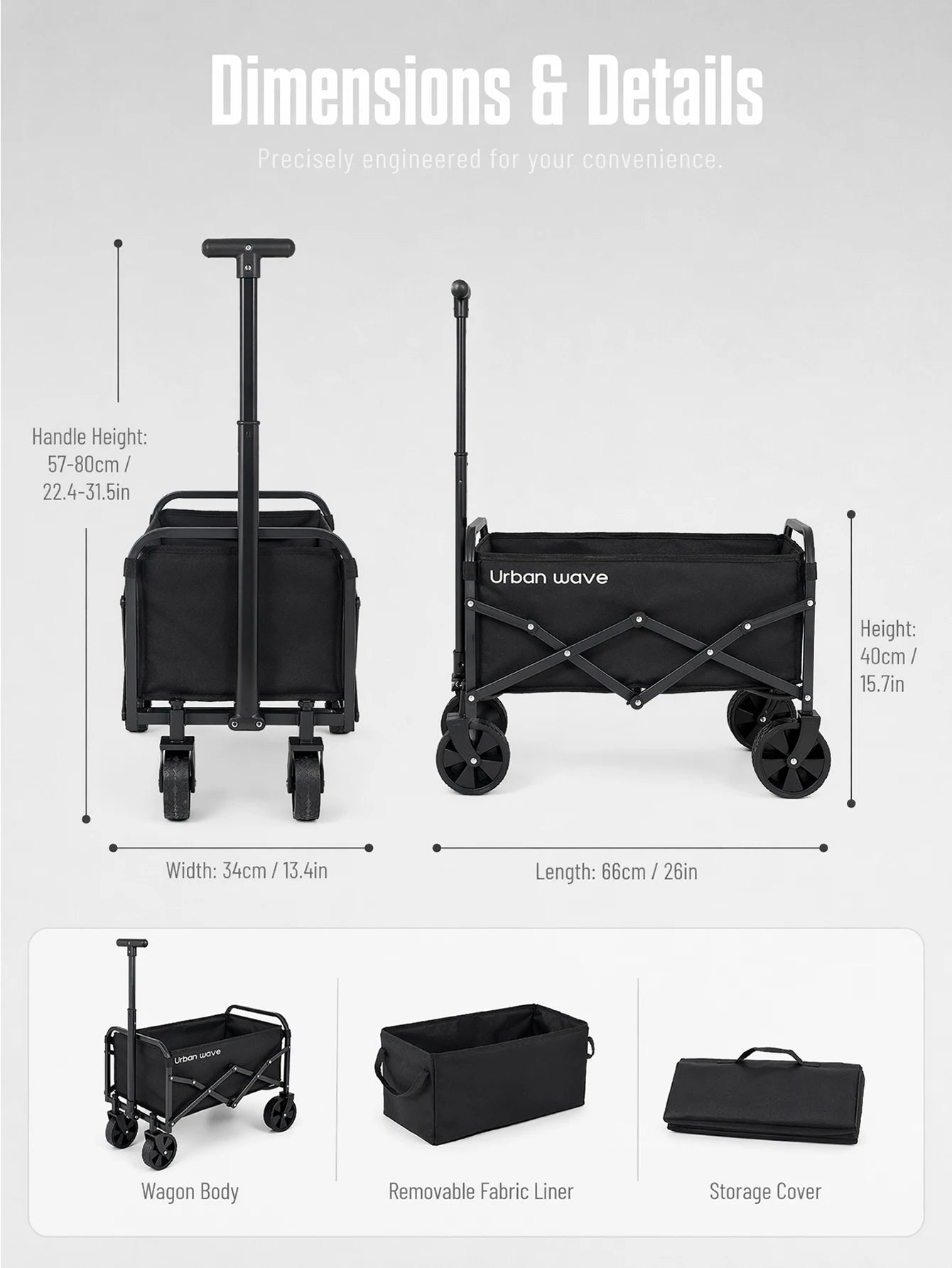 Collapsible 220 lbs Capacity Wagon with Wheels