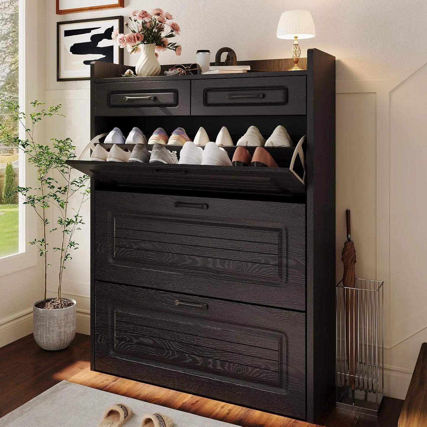 3 Flip Drawer & 2 Storage Drawer Cabinet