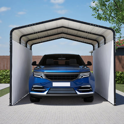 10x15FT Heavy-Duty Metal Carport, Galvanized Steel