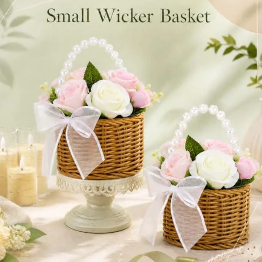 2 Pack Wicker Rattan Storage Baskets