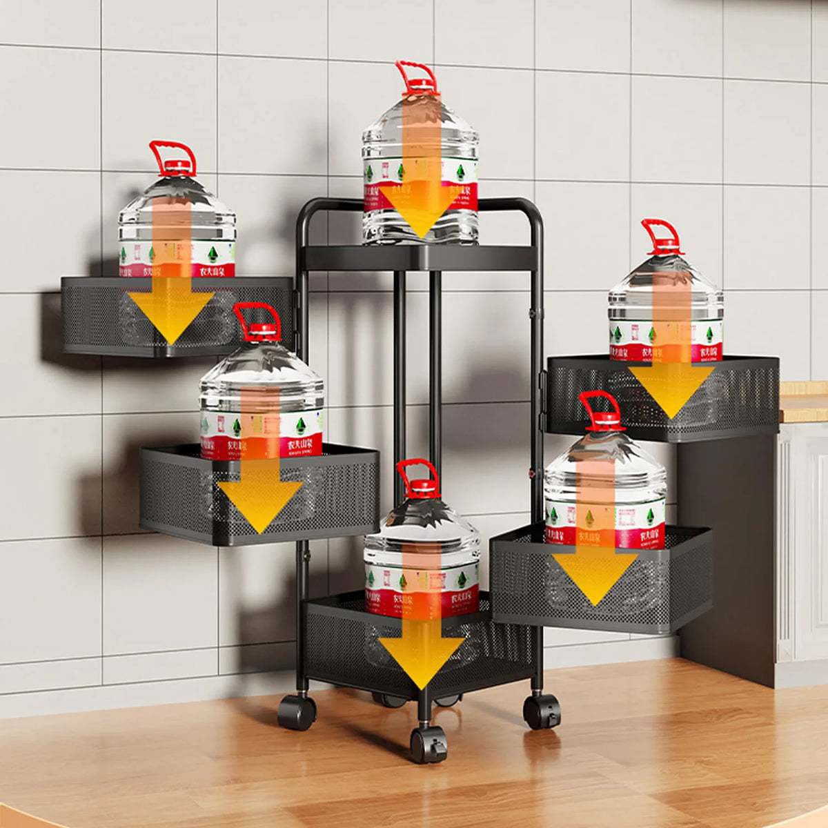 4/5-Tier Thickened Carbon Steel Rotating Storage Cart