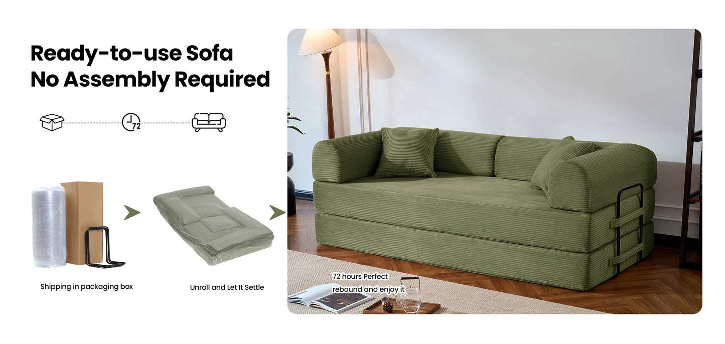 79’’ Folding Convertible Corduroy Sofa Bed