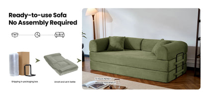 79’’ Folding Convertible Corduroy Sofa Bed