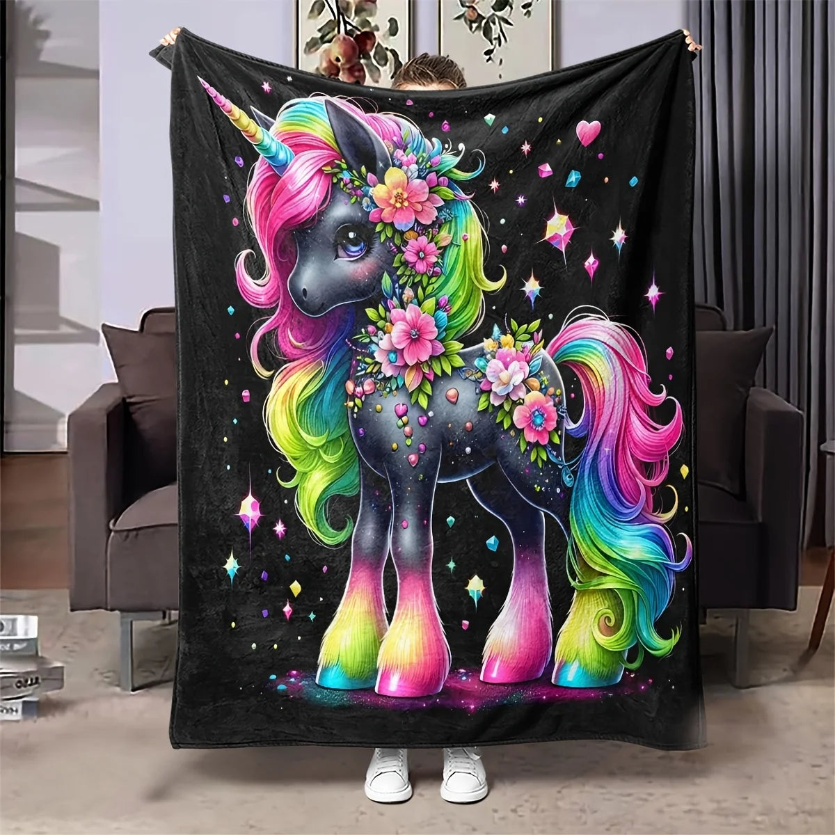 High-Definition Printed Unicorn Blanket