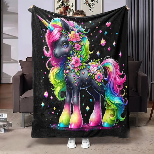 High-Definition Printed Unicorn Blanket