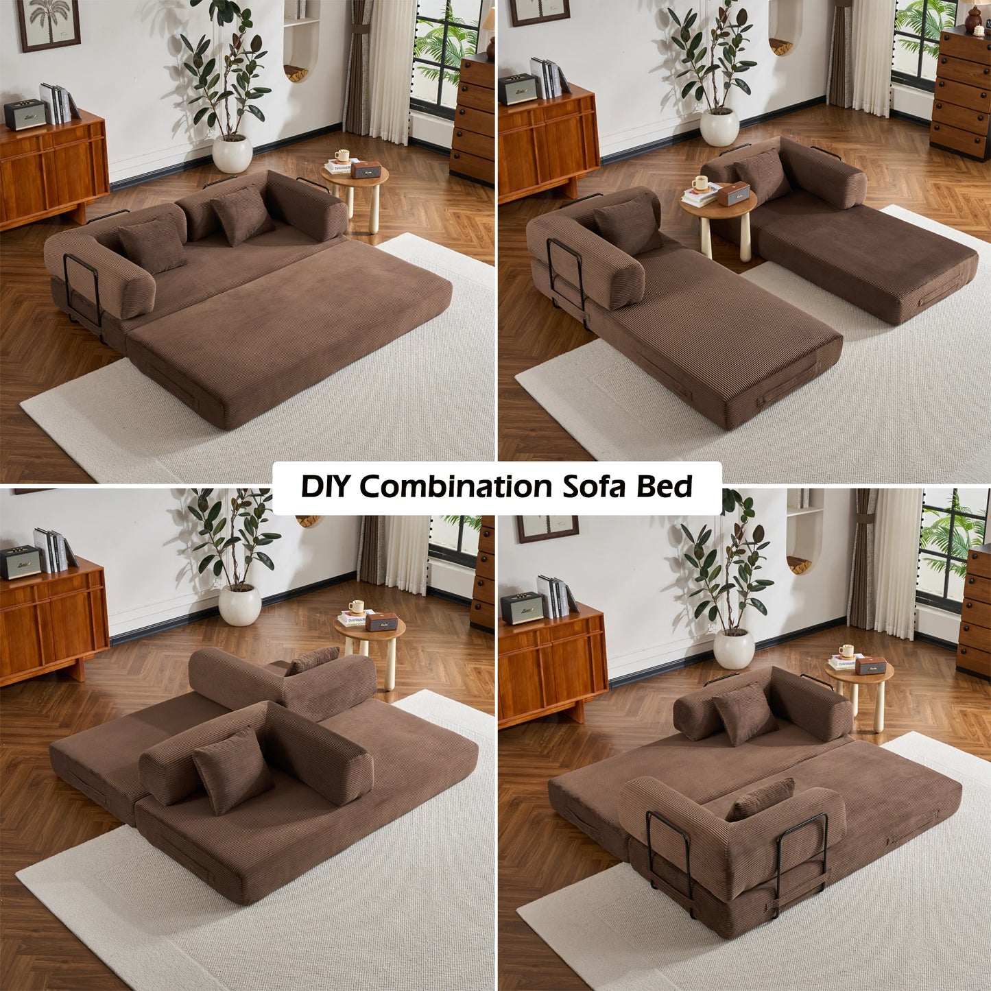 79" Folding Corduroy Futon Sofa Bed