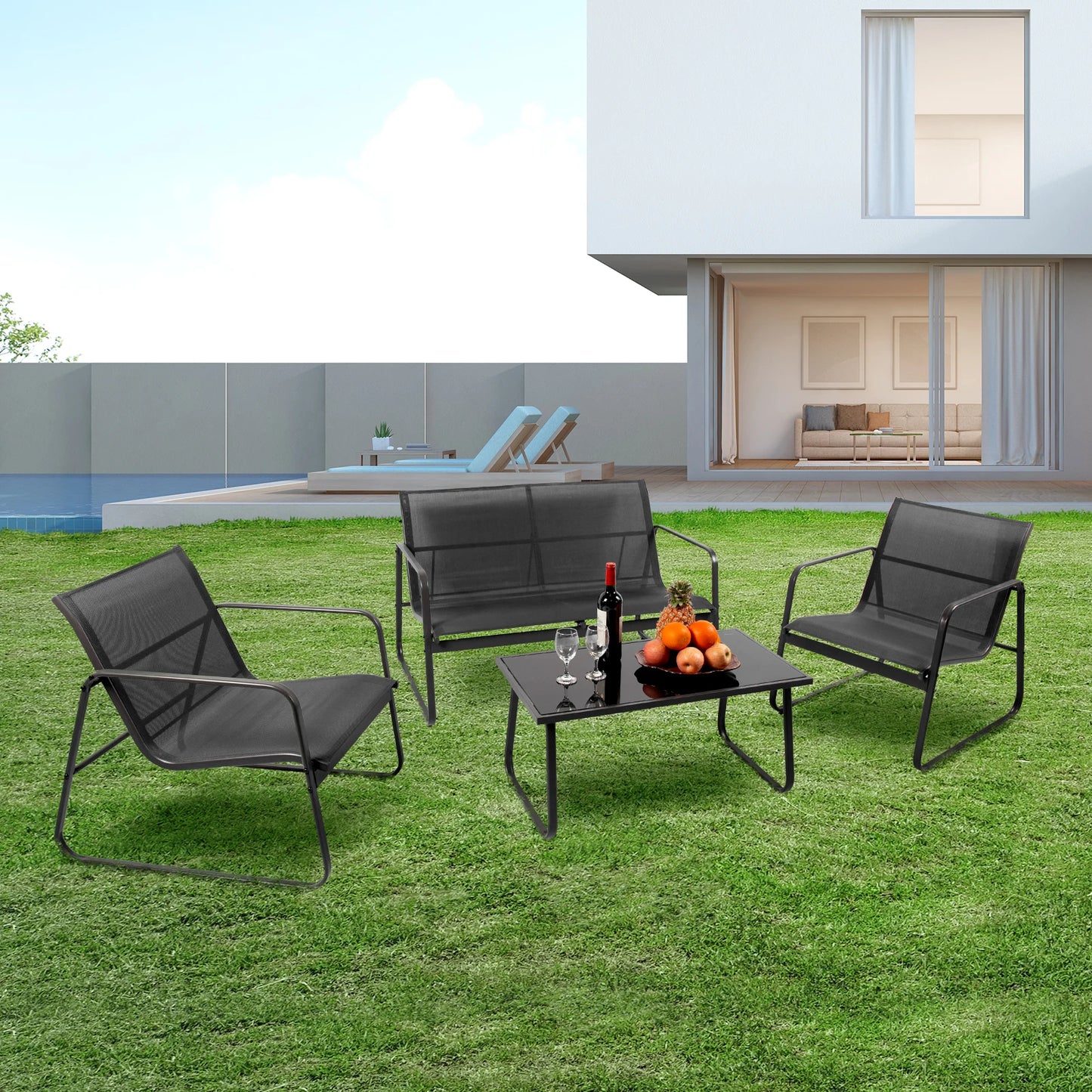 4-Pc Outdoor Patio Furniture Set with Table