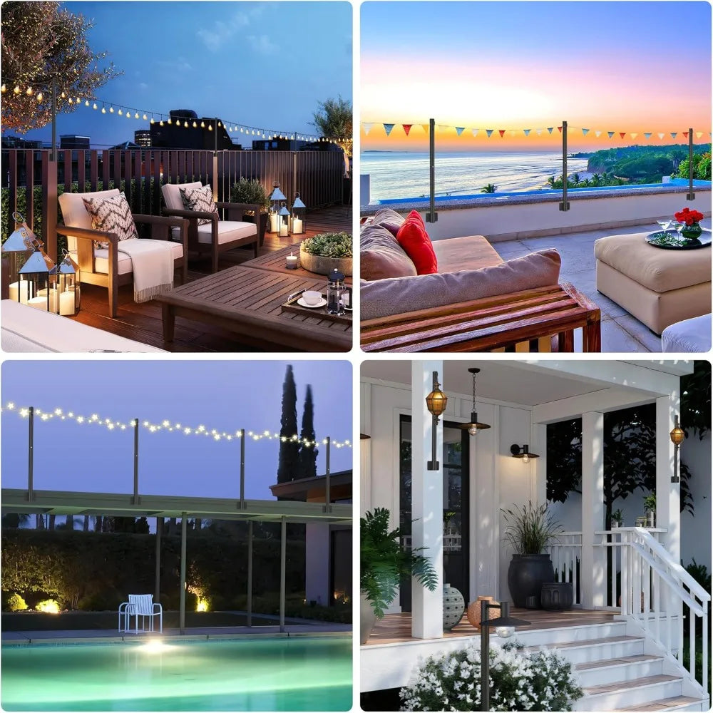 4 pack 2.8 ft string light poles