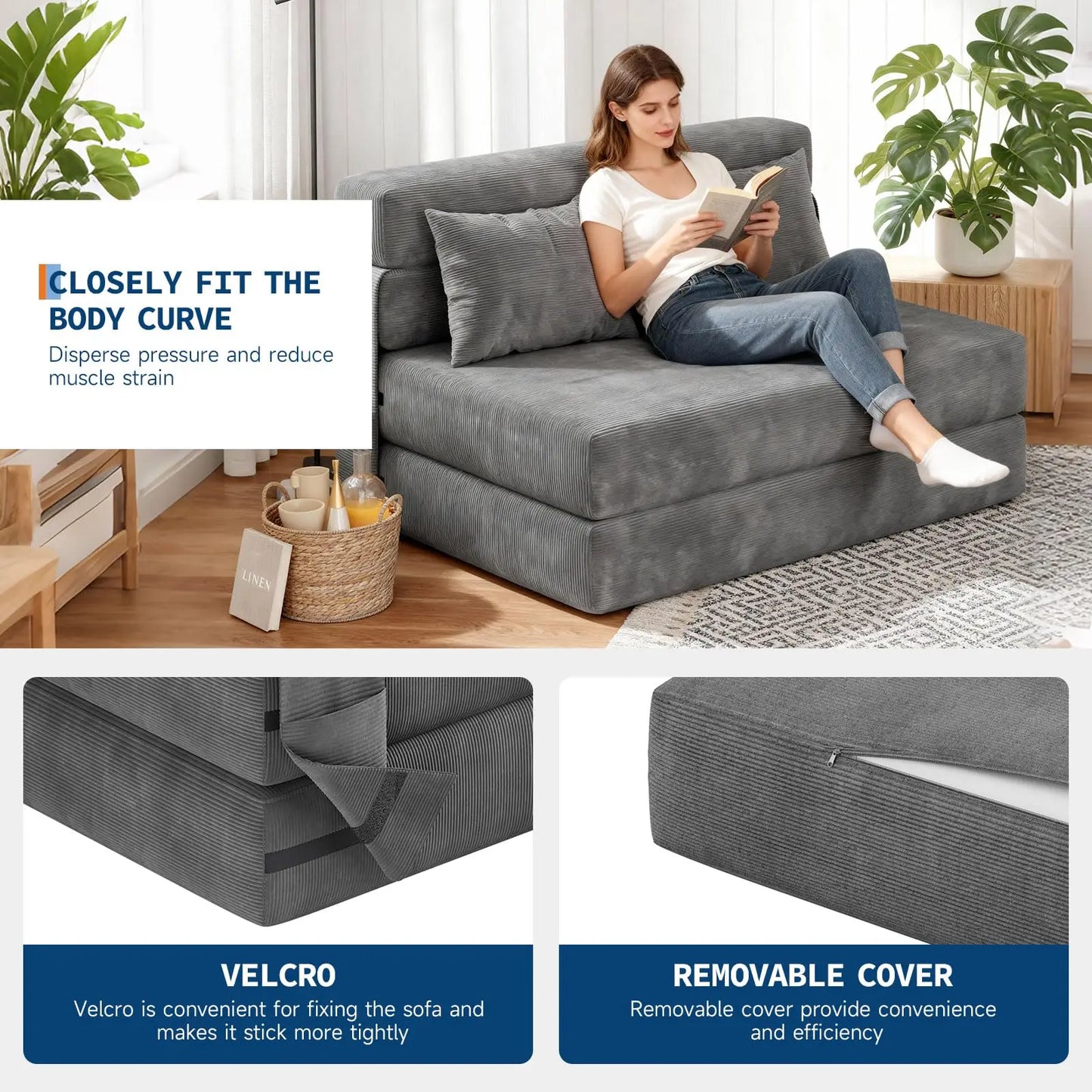4-in-1 Folding Sofa Bed Convertible Sleeper