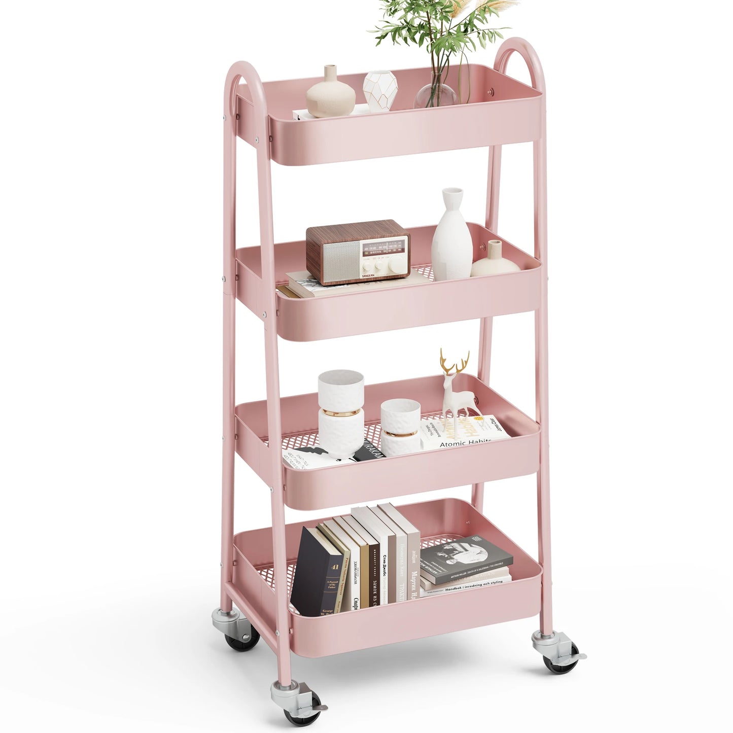 4-Tier Storage Kitchen Cart with Lockable Wheels