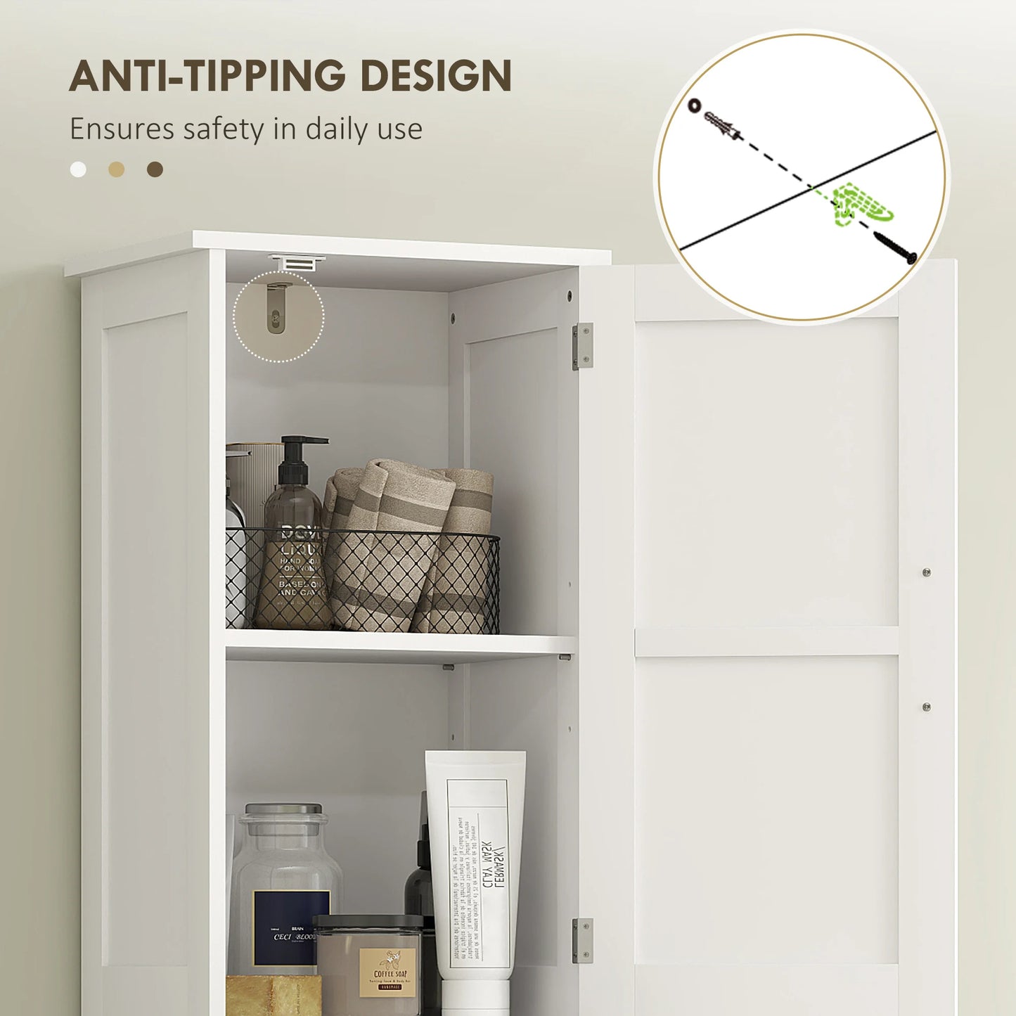 67" Tall Bathroom Storage Cabinet with Drawer