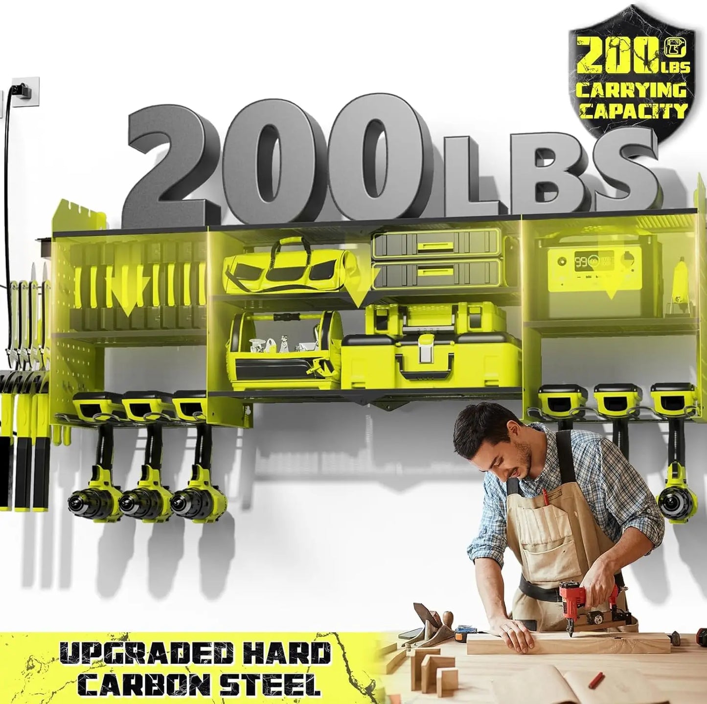 Wall Mount Tool Organizer with Charging Station