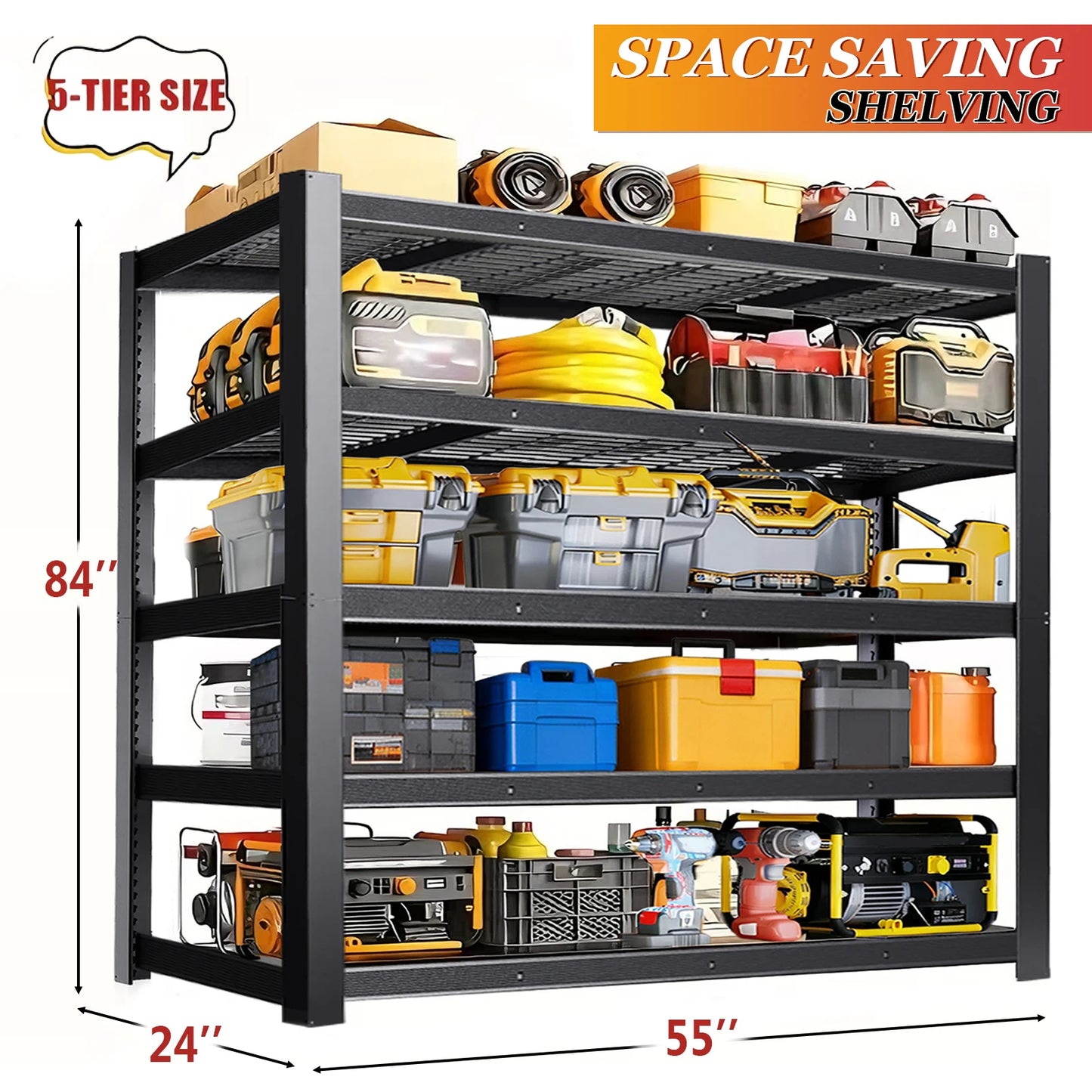 84 Inch Heavy-Duty Metal Storage Rack