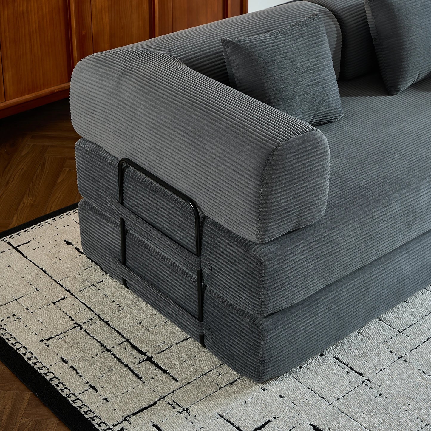 79" Folding Corduroy Futon Sofa Bed