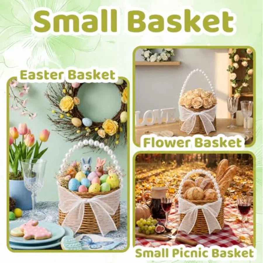 2 Pack Wicker Rattan Storage Baskets