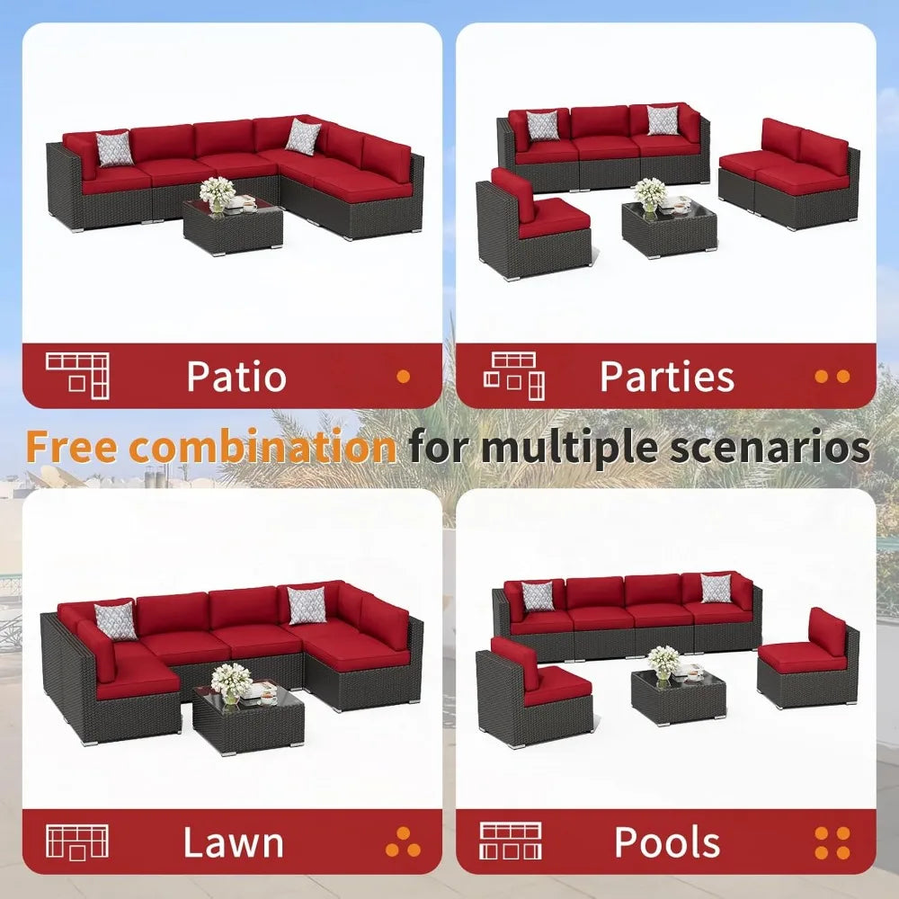 7-Piece Outdoor Patio Furniture Sofa Set