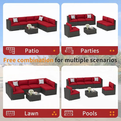 7-Piece Outdoor Patio Furniture Sofa Set