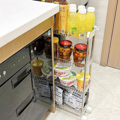 Narrow Storage Rack Trolley Organizer With Wheels