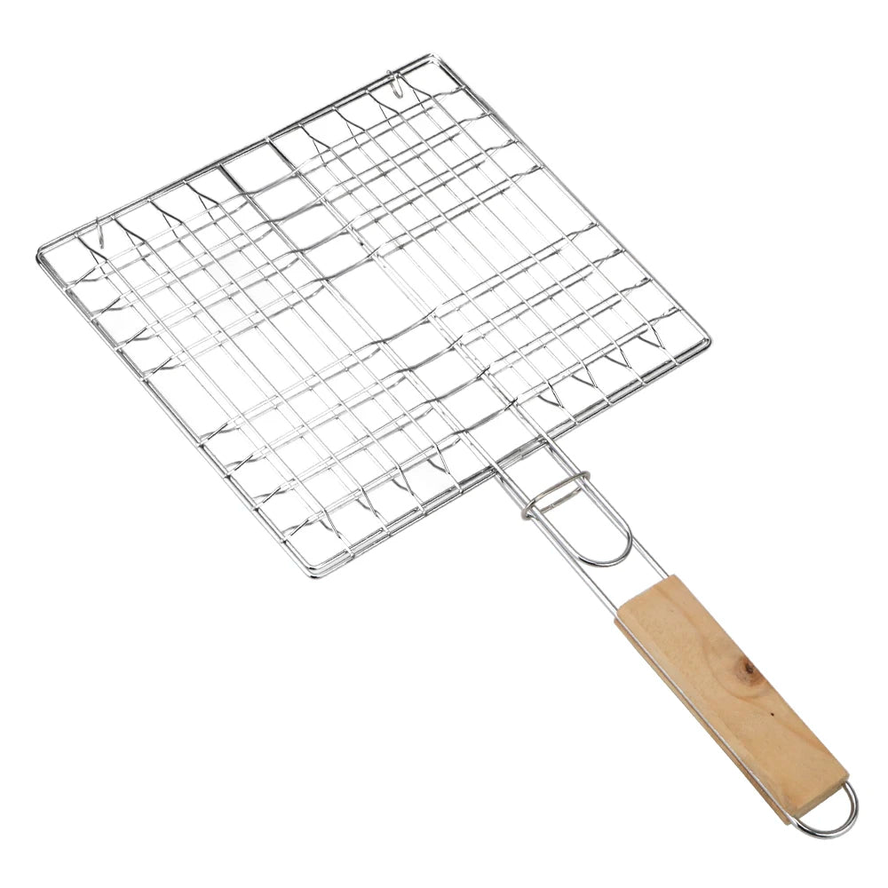 Stainless Steel Grill Mesh with Wooden Handle