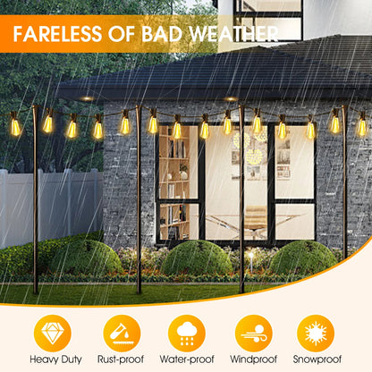10Ft Adjustable String Light Poles with Fork