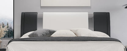 Faux Leather Bed Frame with Iron Pieces Decor