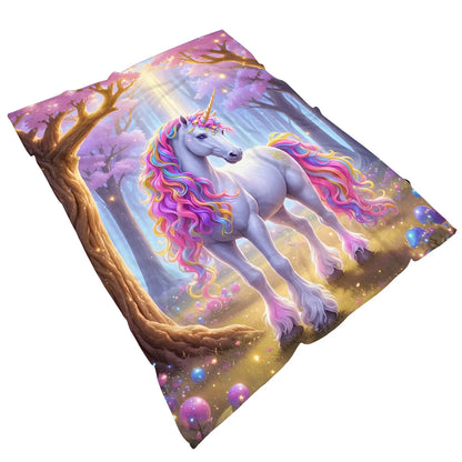 Cozy Unicorn Fairy Flannel Throw Blanket