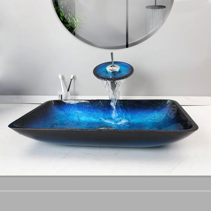 Tempered Glass Washbasin Faucet Set