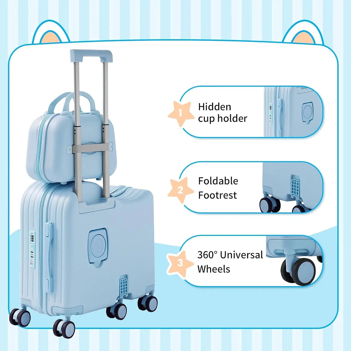 Ride-on Luggage Set with Bag for Kids