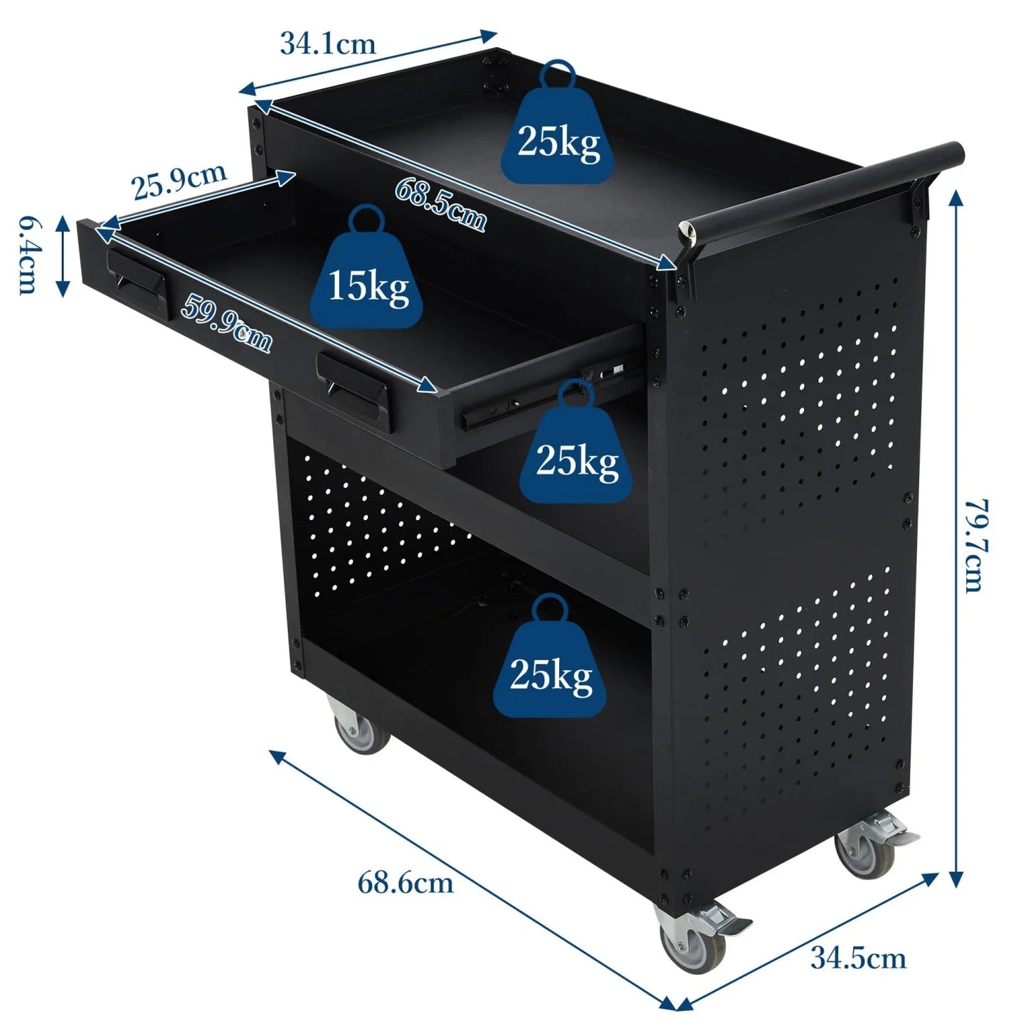 Mobile Steel Tool Cabinet – 4-Tier Storage Wagon