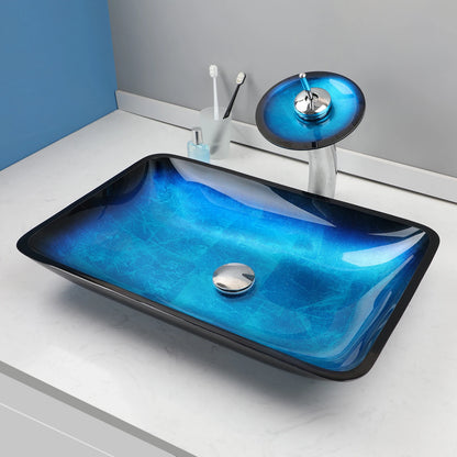 Tempered Glass Washbasin Faucet Set