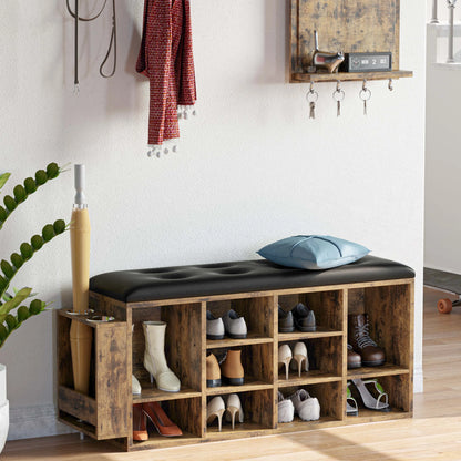 Shoe Bench, 10 Cubbies Storage Entryway Bench