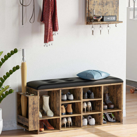 Shoe Bench, 10 Cubbies Storage Entryway Bench