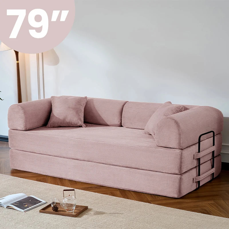 79’’ Folding Convertible Corduroy Sofa Bed